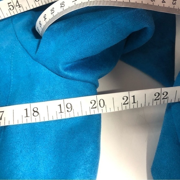 NWT Tanjay Bright Blue Faux Suede Blazer Jacket, size 8P - Picture 9 of 10